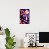 Cosmic Sakura: Violet Nebula Celestial Fantasy Art Poster (Heimbüro)