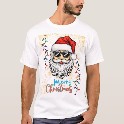 Cosmic Santa wünscht frohe Weihnachten T-Shirt (Vorderseite)