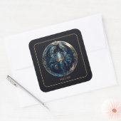 Cosmic Scorpion Zodiac Symbol Black Gold Scorpio Quadratischer Aufkleber (Umschlag)