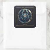 Cosmic Scorpion Zodiac Symbol Black Gold Scorpio Quadratischer Aufkleber (Tasche)