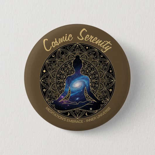 Cosmic Serenity Meditation – Galaxy Mandala Button (Vorderseite)