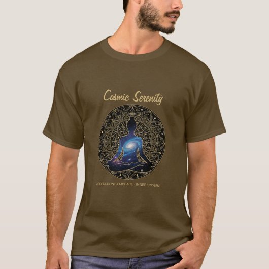 Cosmic Serenity Meditation – Galaxy Mandala T-Shirt (Vorderseite)