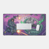 Cosmic Showdown — Alien vs Buff Titan Schreibtischunterlage (Tastatur & Maus)