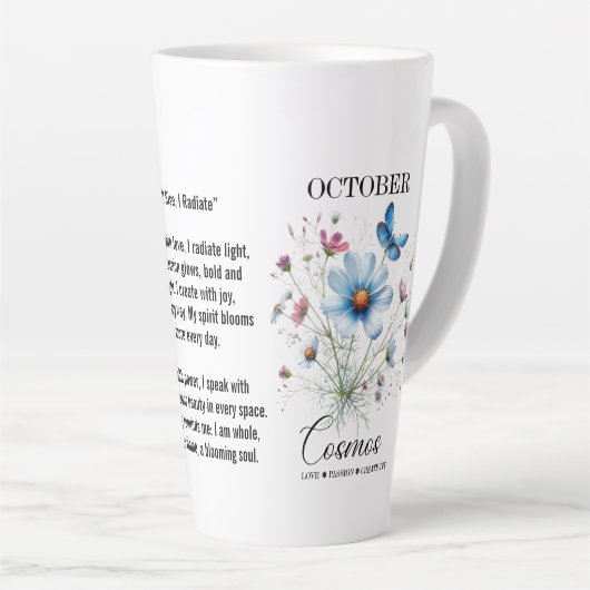 Cosmic Sip October Birth Flower Mug of Love Milchtasse (Rechte Ecke)