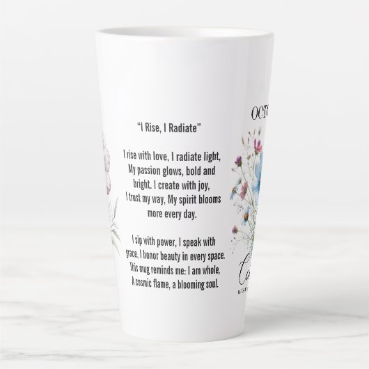 Cosmic Sip October Birth Flower Mug of Love Milchtasse (Vorderseite)