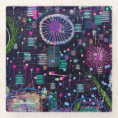 Cosmic Snow Storm: Abstract Maximalism Art Glasuntersetzer (Vorderseite)