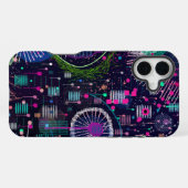 Cosmic Snow Storm: Abstract Maximalism Art iPhone Hülle (Rückseite (Horizontal))