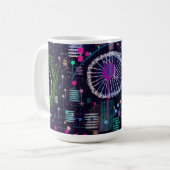 Cosmic Snow Storm: Abstract Maximalism Art Kaffeetasse (Vorderseite Links)
