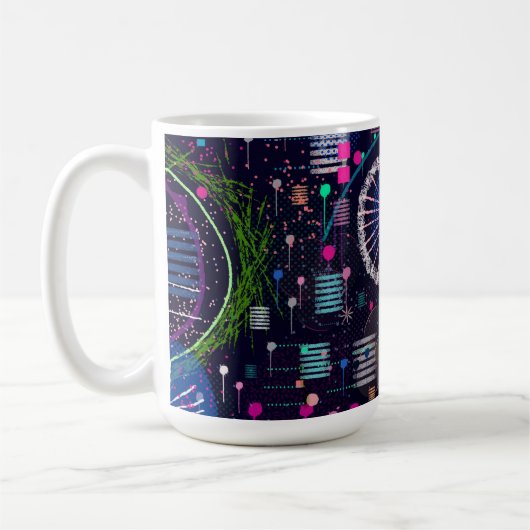 Cosmic Snow Storm: Abstract Maximalism Art Kaffeetasse (Links)