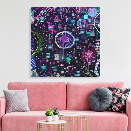 Cosmic Snow Storm: Abstract Maximalism Art Leinwanddruck (Insitu (Wohnzimmer))