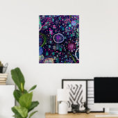Cosmic Snow Storm: Abstract Maximalism Art Poster (Heimbüro)
