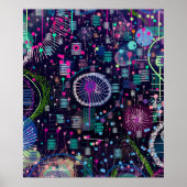 Cosmic Snow Storm: Abstract Maximalism Art Poster (Vorne)
