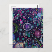 Cosmic Snow Storm: Abstract Maximalism Art Postkarte (Vorne/Hinten)
