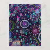 Cosmic Snow Storm: Abstract Maximalism Art Postkarte (Vorderseite)