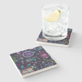 Cosmic Snow Storm: Abstract Maximalism Art Steinuntersetzer (Seitenansicht)