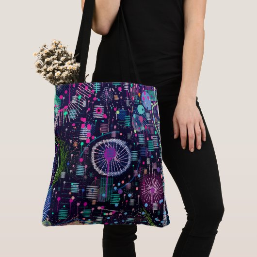 Cosmic Snow Storm: Abstract Maximalism Art Tasche (Von Nahem)