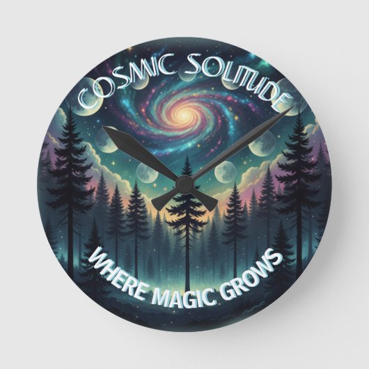 Cosmic Solitude Galaxy Forest •Phases (NO NUMBERS) Runde Wanduhr (Vorderseite)