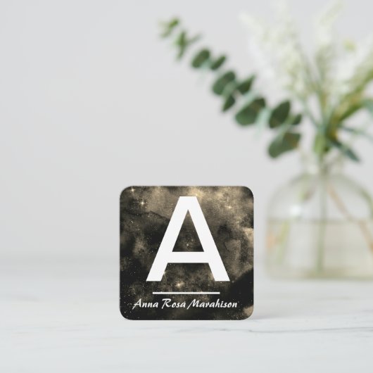 *~* Cosmic Space INITIAL Celestial QR LOGO FOTO Quadratische Visitenkarte (Stehend Vorderseite)