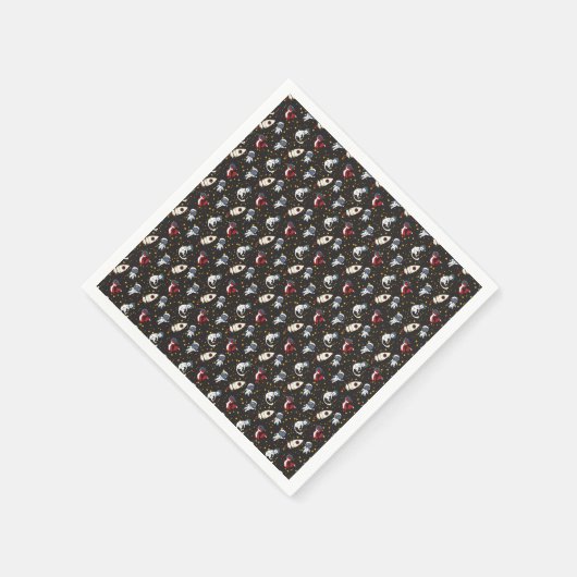 Cosmic space man fox cat stars pattern serviette (Ecke)