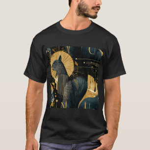 Cosmic Squirrels – Black & Gold Art Deco Muster T-Shirt