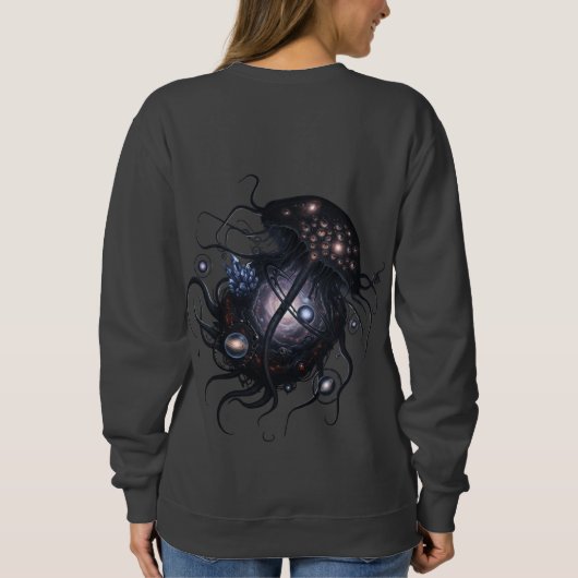 Cosmic Stardust Jellyfish Art Sweatshirt (Rückseite)