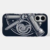 Cosmic Stargazer Vintag Telescope Art Phone Case (Rückseite (Horizontal))