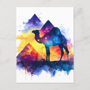 Cosmic Starry Night Egyptian Camel Landschaft Feiertagspostkarte