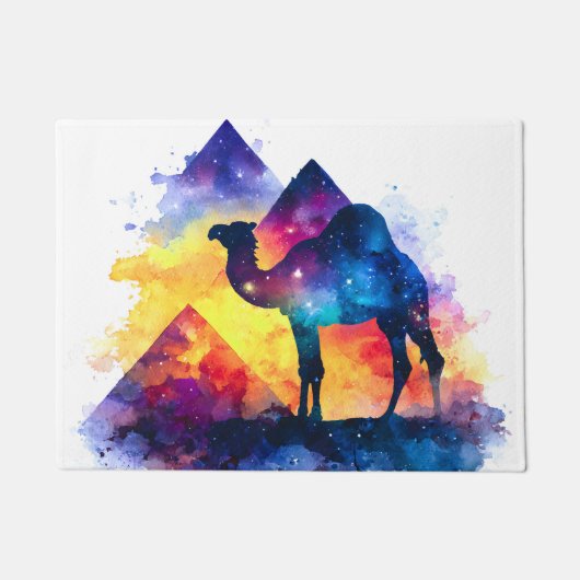 Cosmic Starry Night Egyptian Camel Landschaft Fußmatte (Vorderseite)