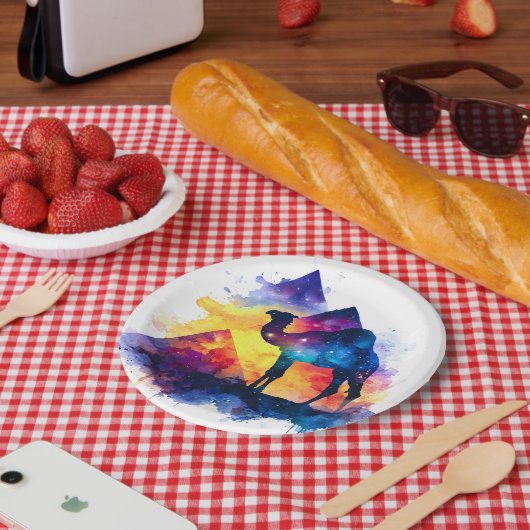 Cosmic Starry Night Egyptian Camel Landschaft Pappteller (Picknick)