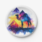 Cosmic Starry Night Egyptian Camel Landschaft Pappteller (Vorderseite)