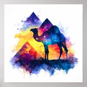 Cosmic Starry Night Egyptian Camel Landschaft Poster