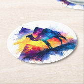 Cosmic Starry Night Egyptian Camel Landschaft Runder Pappuntersetzer (Angewinkelt)