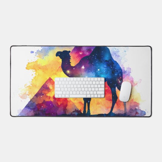 Cosmic Starry Night Egyptian Camel Landschaft Schreibtischunterlage (Tastatur & Maus)
