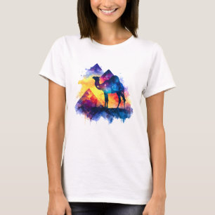 Cosmic Starry Night Egyptian Camel Landschaft T-Shirt