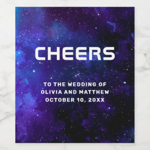 Cosmic Starry Night Wedding Celestial Galaxy Weinetikett