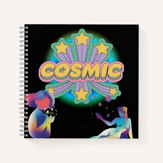 Cosmic Stars Retro Aesthetic Notebook   Notizblock (Vorderseite)
