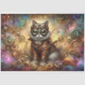 Cosmic Steampunk Celestis Fantasy Cat Decoupage Seidenpapier (Vorderseite)