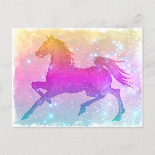 Cosmic Steve Colorful Horses Stars Postkarte (Vorderseite)