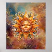 Cosmic Sun Face Digital Art Poster (Vorne)
