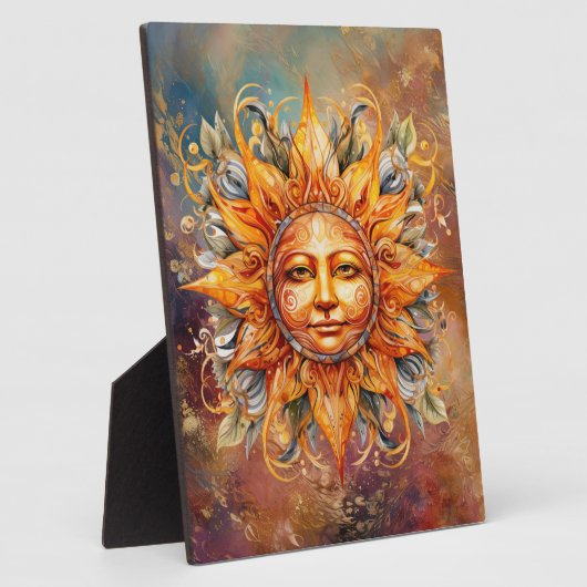 Cosmic Sun Face Digital Art Tabletter Fotoplatte (Seite)
