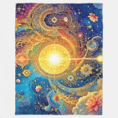 Cosmic Sun Mandala Art Fleecedecke (Vorderseite)