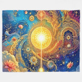 Cosmic Sun Mandala Art Fleecedecke (Vorderseite (Horizontal))