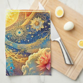 Cosmic Sun Mandala Art Geschirrtuch (Viertel Falte)