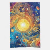 Cosmic Sun Mandala Art Geschirrtuch (Vertikal)