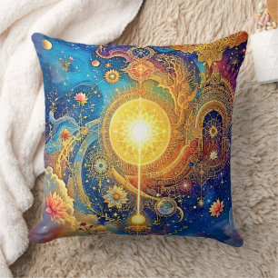 Cosmic Sun Mandala Art Kissen