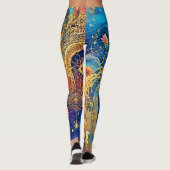 Cosmic Sun Mandala Art Leggings (Rückseite)