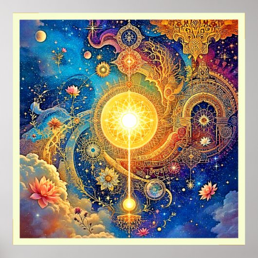 Cosmic Sun Mandala Art Poster (Vorne)