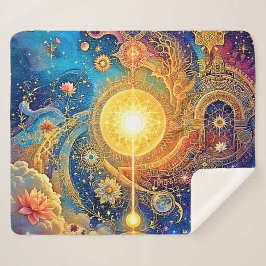 Cosmic Sun Mandala Art Sherpadecke (Vorderseite (Horizontal))