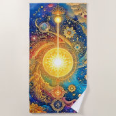 Cosmic Sun Mandala Art Strandtuch (Vorderseite)