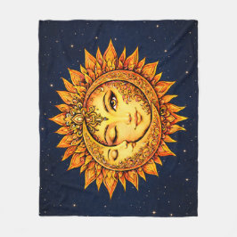 Cosmic Sun Moon Boho Goddess Celestial Mandala Art Fleecedecke
